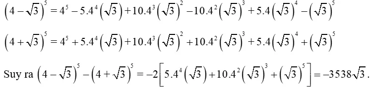 Hướng dẫn giải ví dụ tính giá trị biểu thức bằng nhị thức Newton