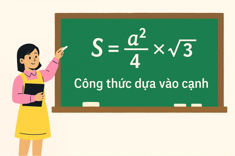 Minh họa công thức tính diện tích tam giác đều khi biết độ dài cạnh