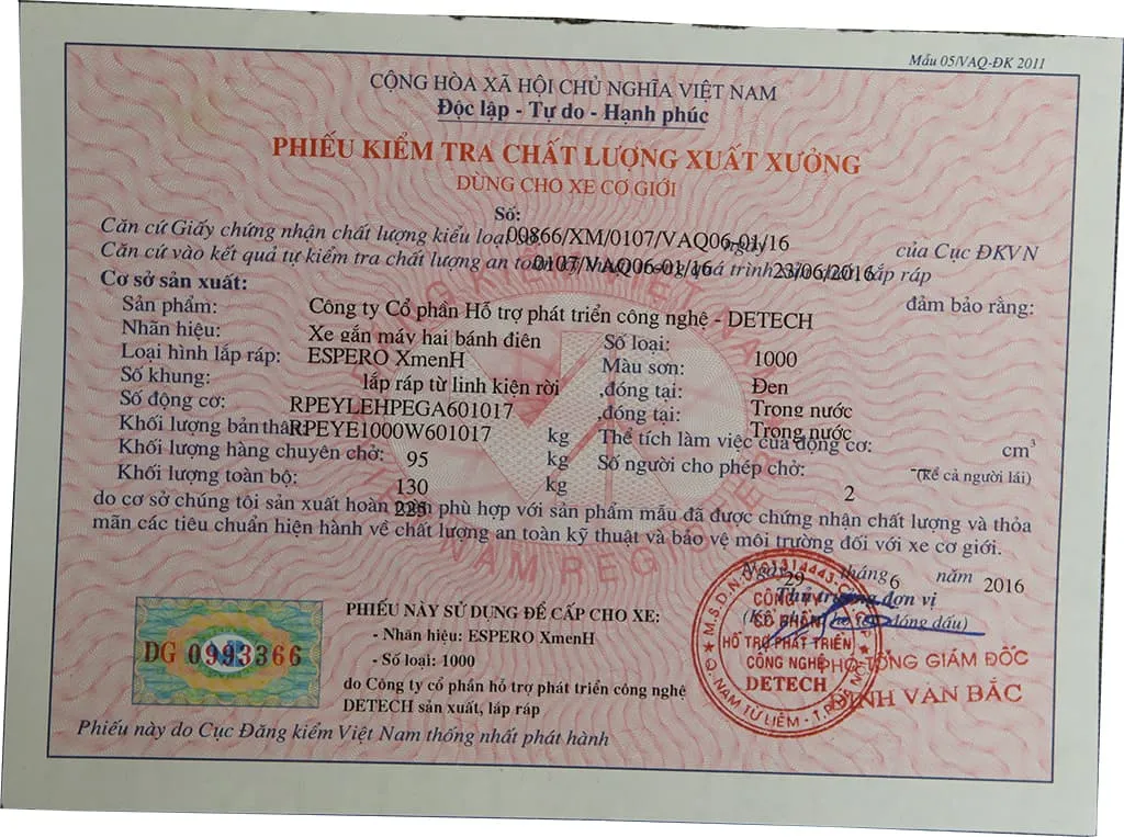 Giấy đăng kiểm xe ô tô có ghi rõ niên hạn sử dụng