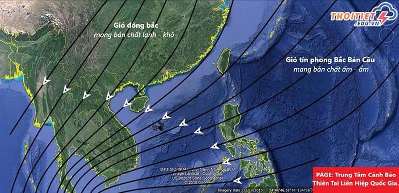 Gió mùa Đông Bắc xuất phát từ trung tâm áp cao Xibia