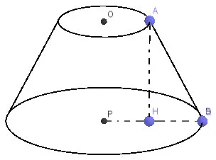 Sơ đồ tính chiều cao hình nón cụt bằng định lý Pytago