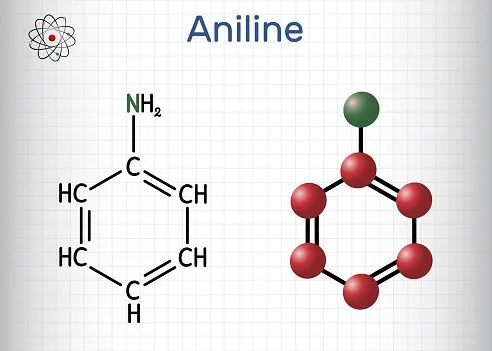Cấu trúc phân tử của Anilin (Phenylamin) với nhóm amino gắn vào vòng benzen