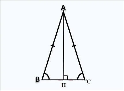 Ví dụ về đường cao trong tam giác cân