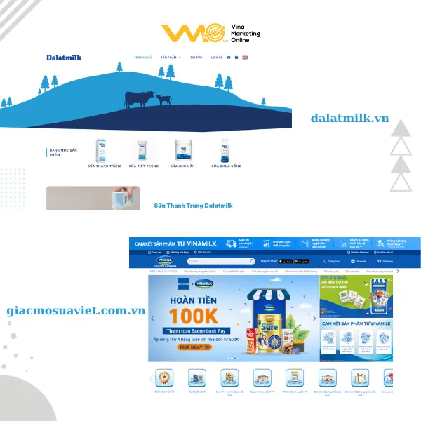 Phân tích trang web giữa Vinamilk và DalatMilk