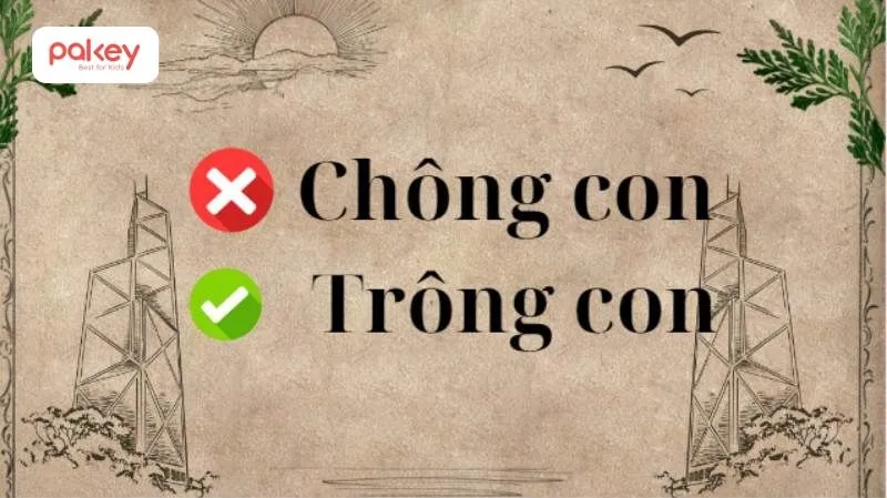 Một người phụ nữ đang chơi đùa và chăm sóc một em bé, minh họa cho hành động trông con