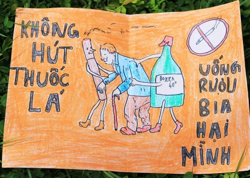 Tranh vẽ cảnh báo tác hại của rượu bia