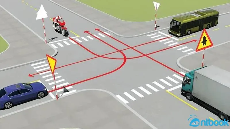 Sơ đồ minh họa xe trên đường ưu tiên tại giao lộ